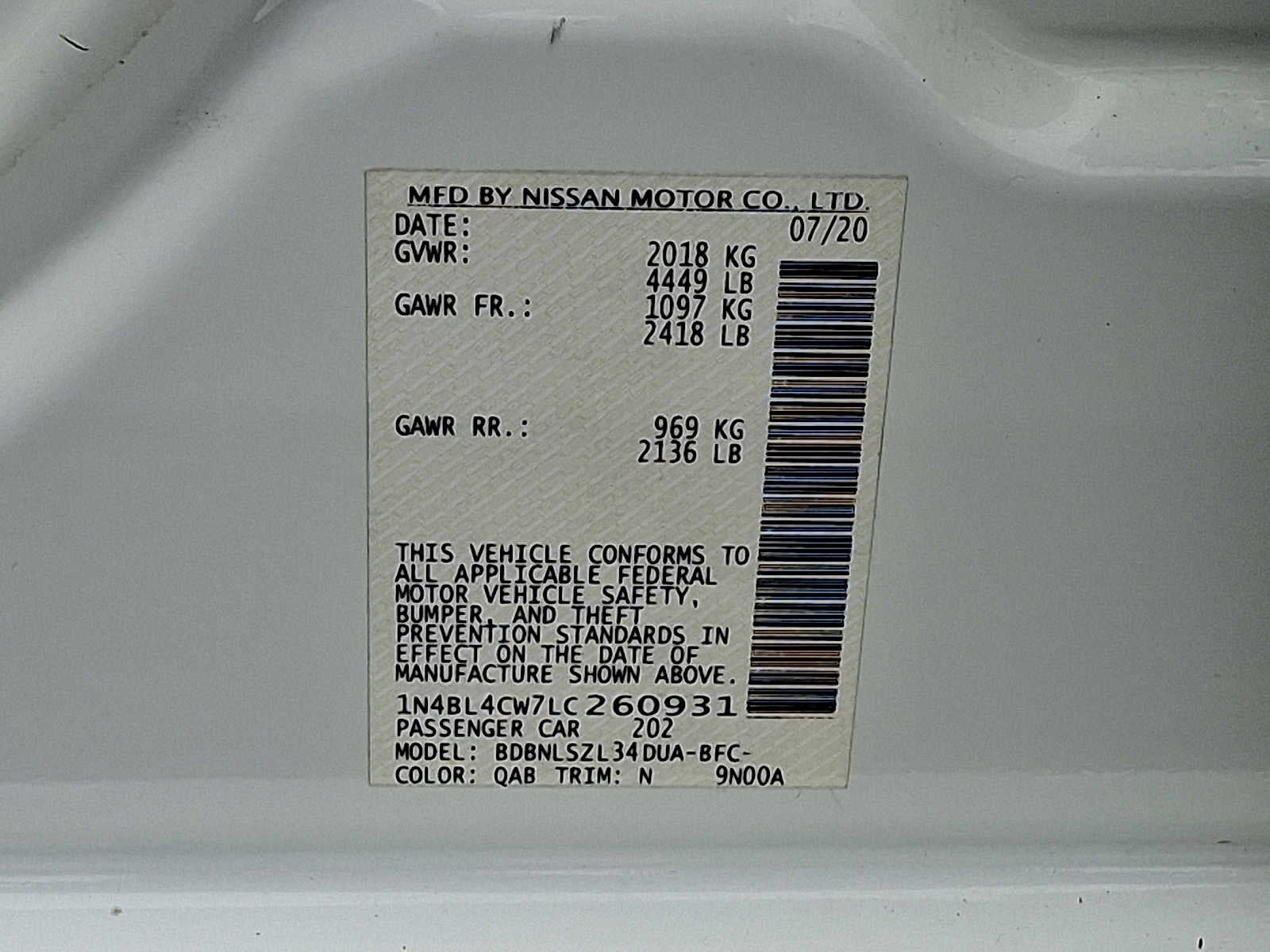 2020 Nissan Altima 2.5 SR