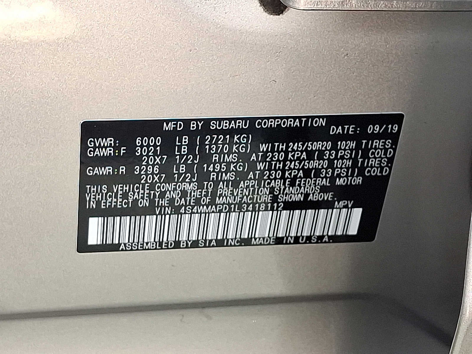 2020 Subaru Ascent Limited