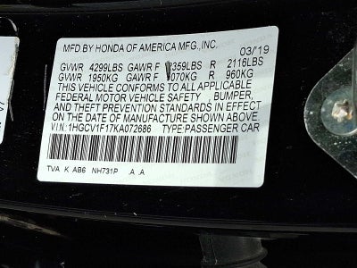 2019 Honda Accord Sedan LX 1.5T